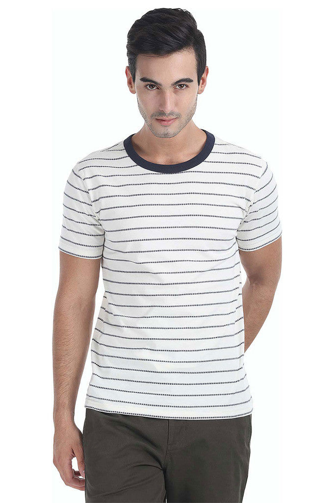 Crew Neck Yarn Dyed Jacquard Tee