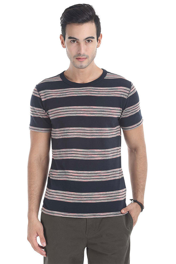 Crew Neck Yarn Dyed Jacquard Tee