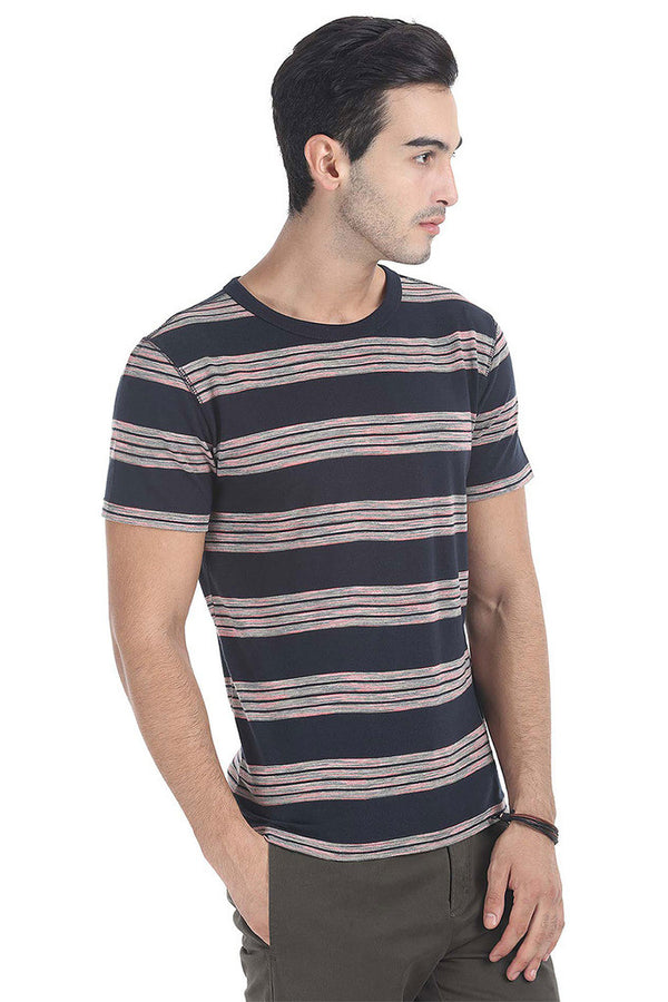 Crew Neck Yarn Dyed Jacquard Tee