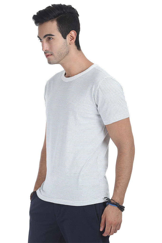 Crew Neck Yarn Dyed Jacquard Tee