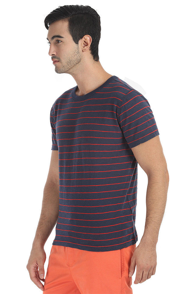 Crew Neck Yarn Dyed Jacquard Tee