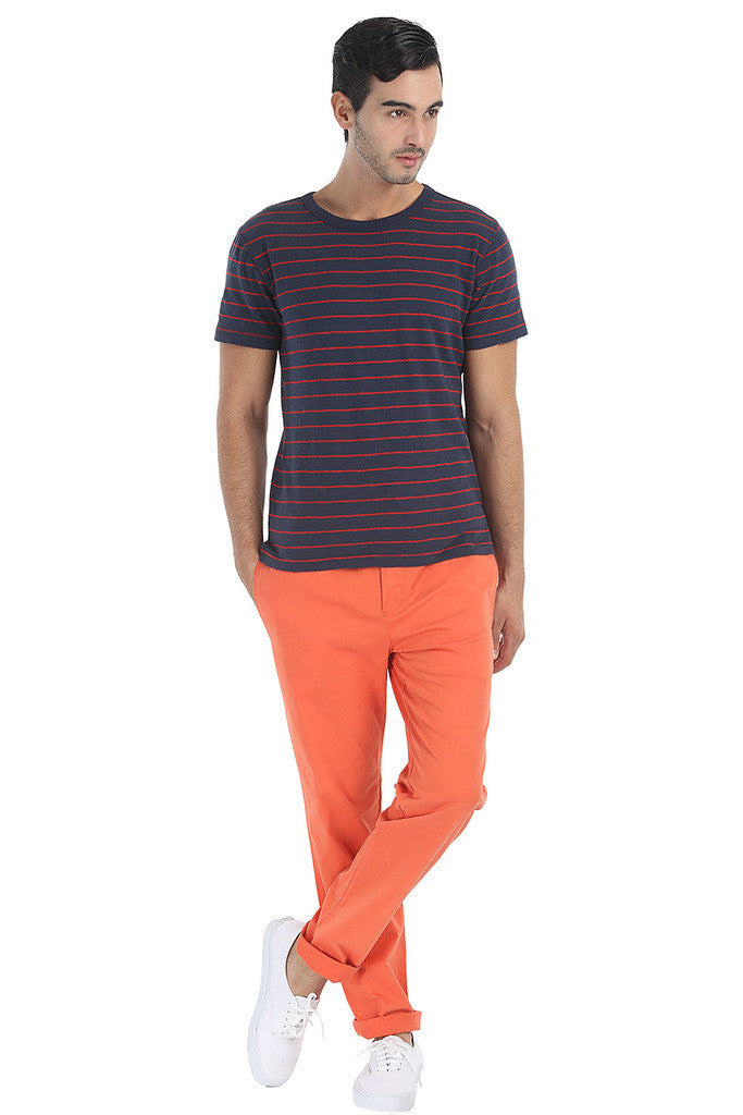 Crew Neck Yarn Dyed Jacquard Tee