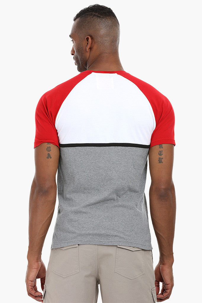 Cut and Sew Colorblock Cotton T-Shirt