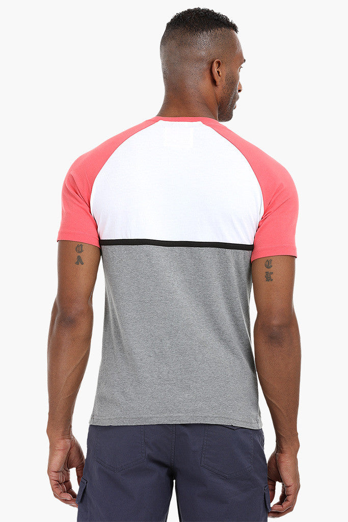 Cut and Sew Colorblock Cotton T-Shirt