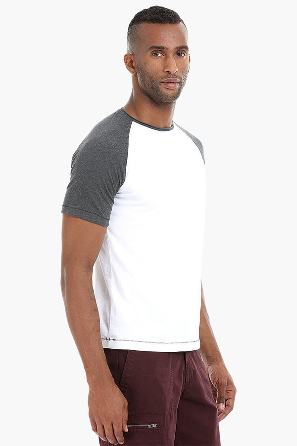 Colorblock Raglan Crew Cotton T-Shirt