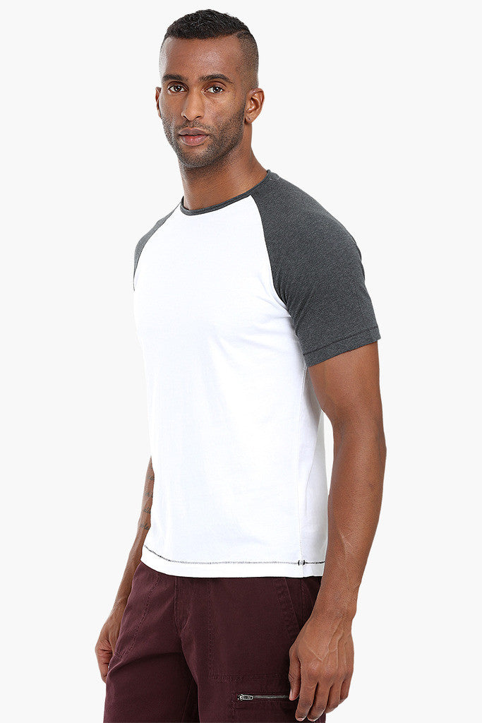 Colorblock Raglan Crew Cotton T-Shirt