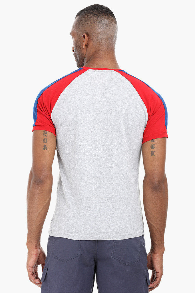 Cut and Sew Panel Cotton T-Shirt