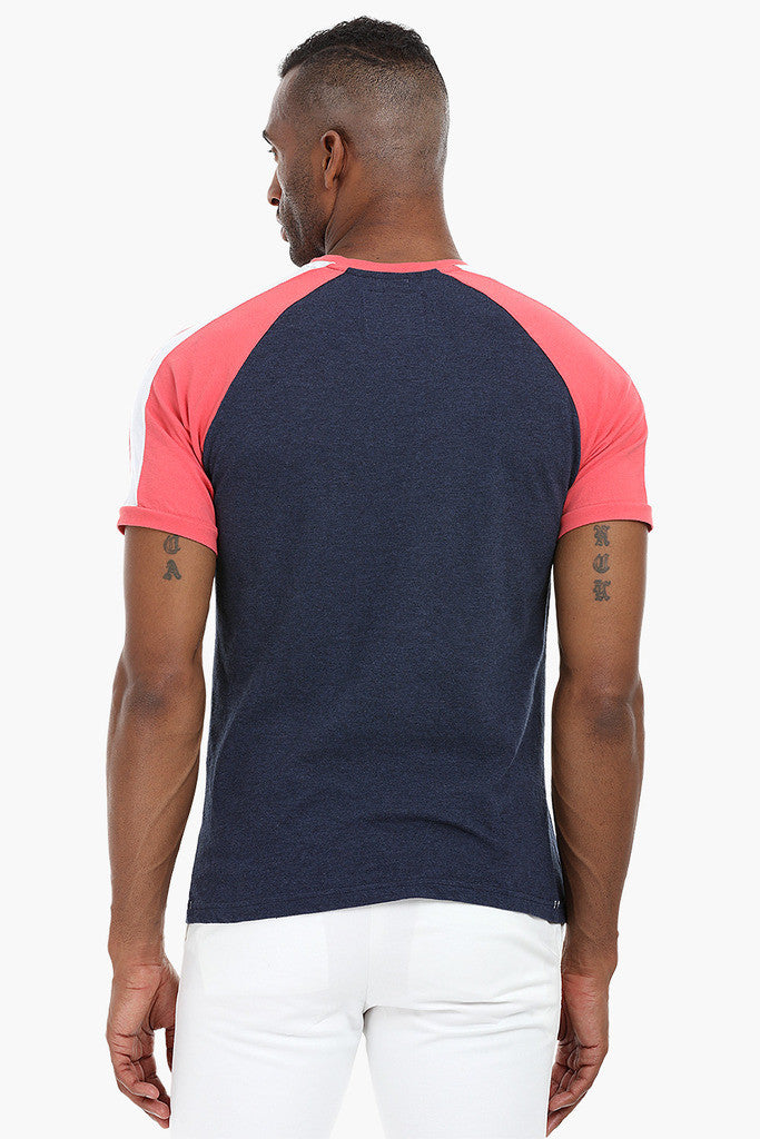 Cut and Sew Panel Cotton T-Shirt