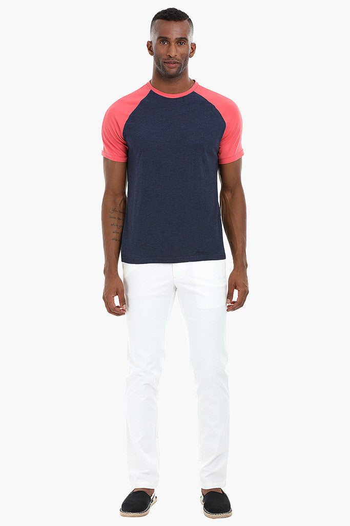 Cut and Sew Panel Cotton T-Shirt