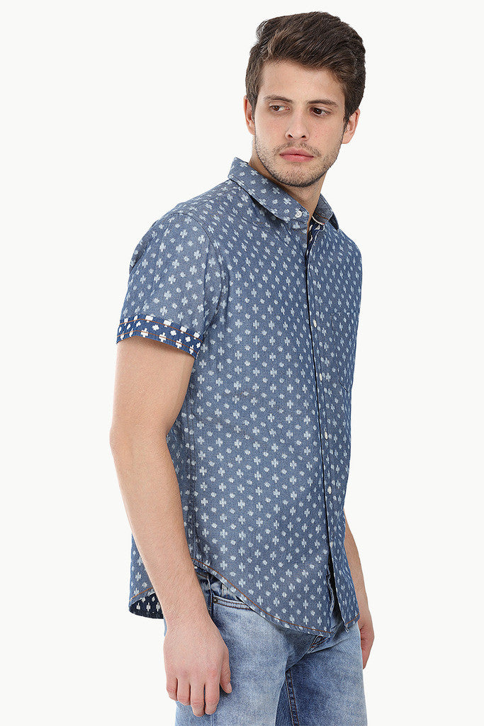 Denim Ikat Enzyme Wash Shirt