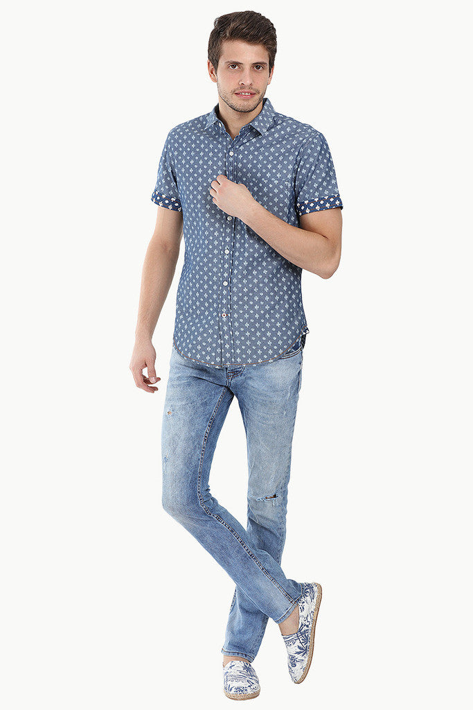 Denim Ikat Enzyme Wash Shirt