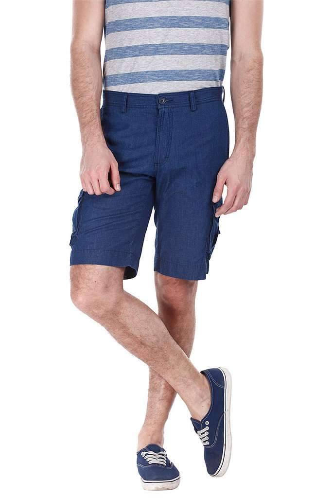 Denim Slub Slim Fit Cargo Shorts