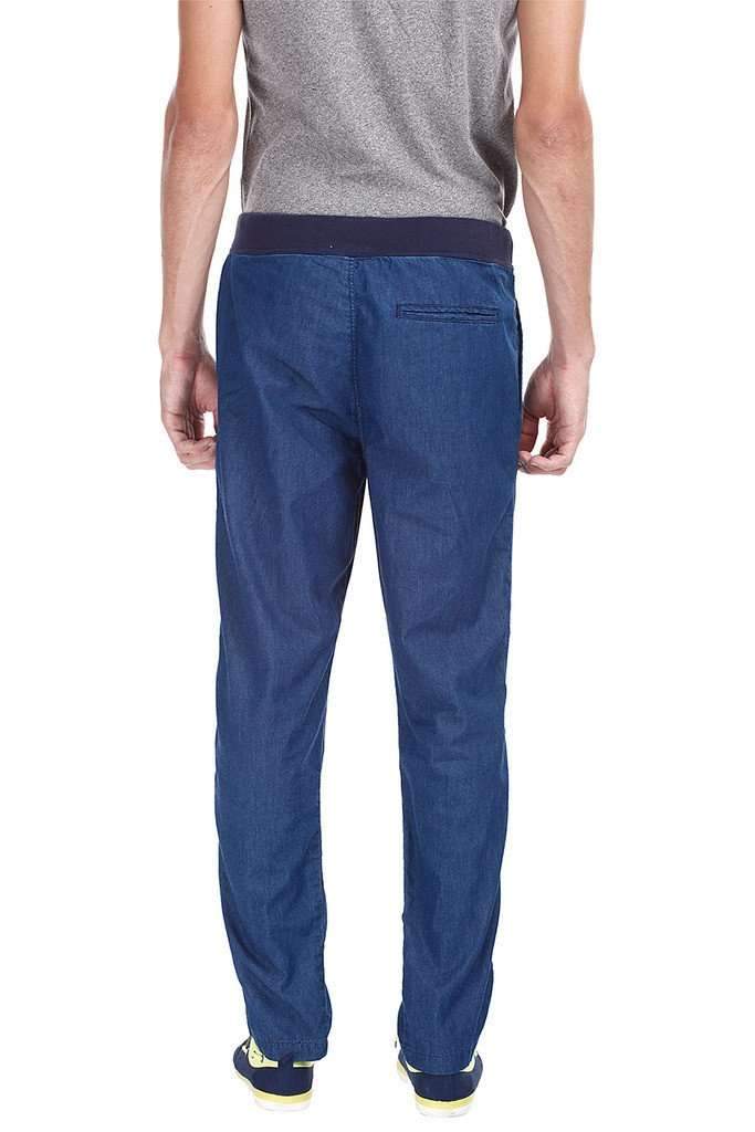 Denim Slub Solid Jogger Pants