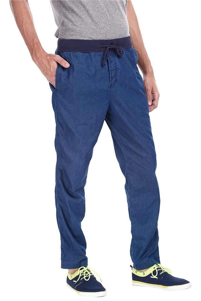 Denim Slub Solid Jogger Pants