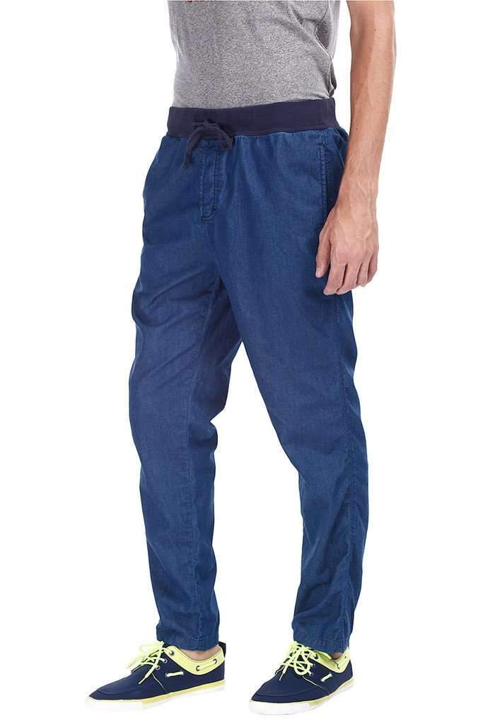 Denim Slub Solid Jogger Pants