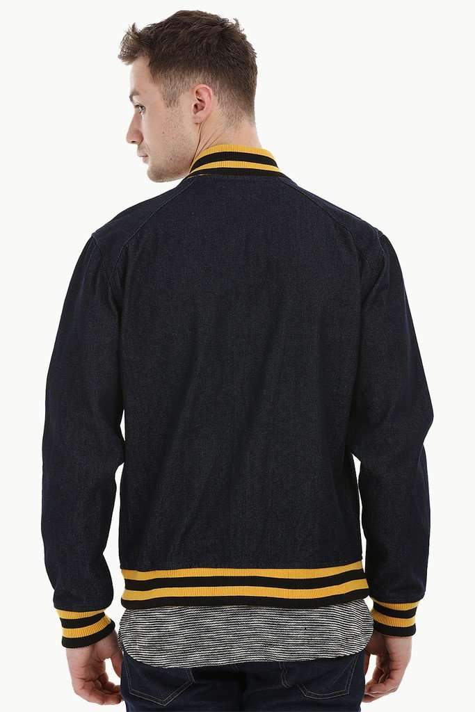 Denim Varsity Bomber Jacket