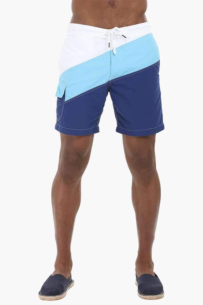 Diagonal Colorblock Nylon Swimshorts