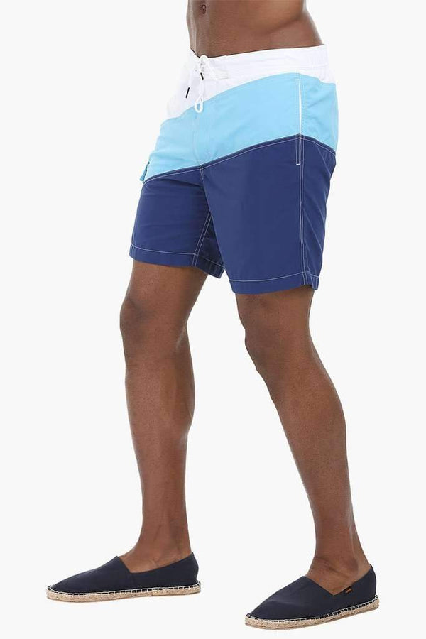 Diagonal Colorblock Nylon Swimshorts