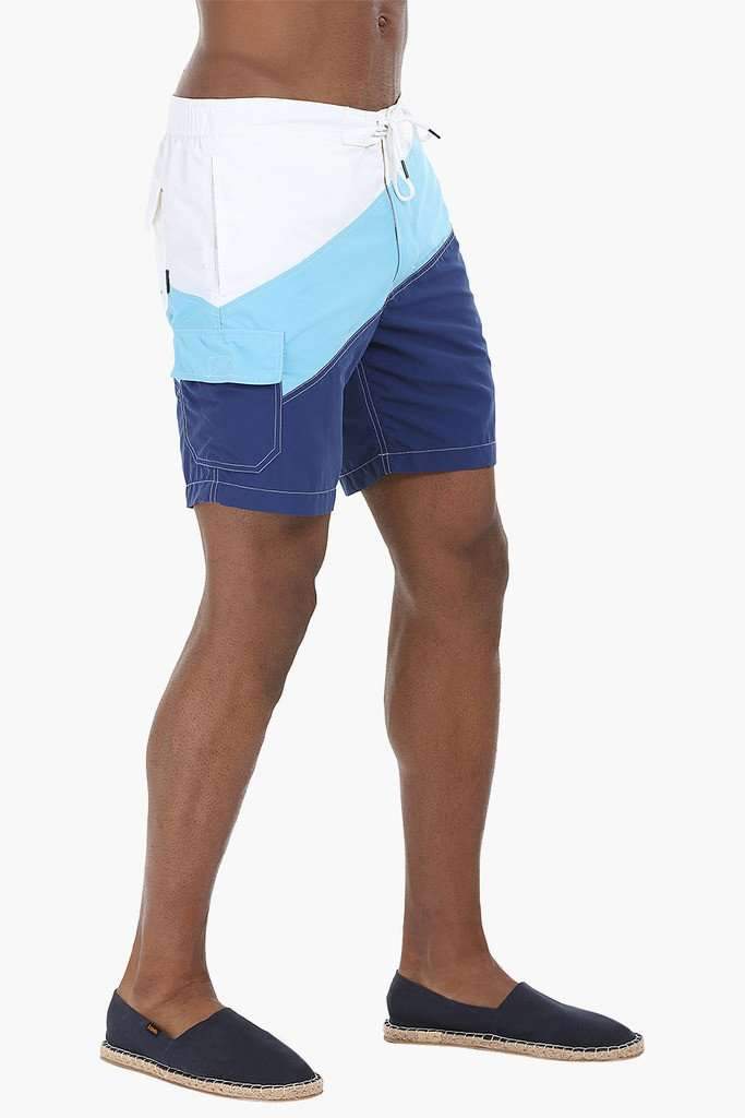Diagonal Colorblock Nylon Swimshorts