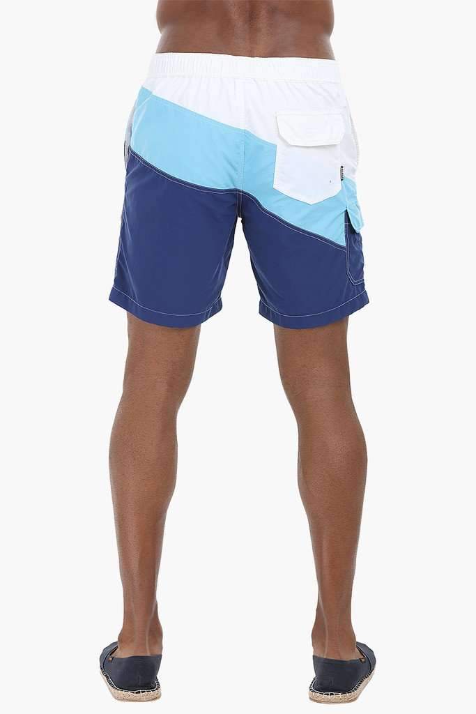 Diagonal Colorblock Nylon Swimshorts