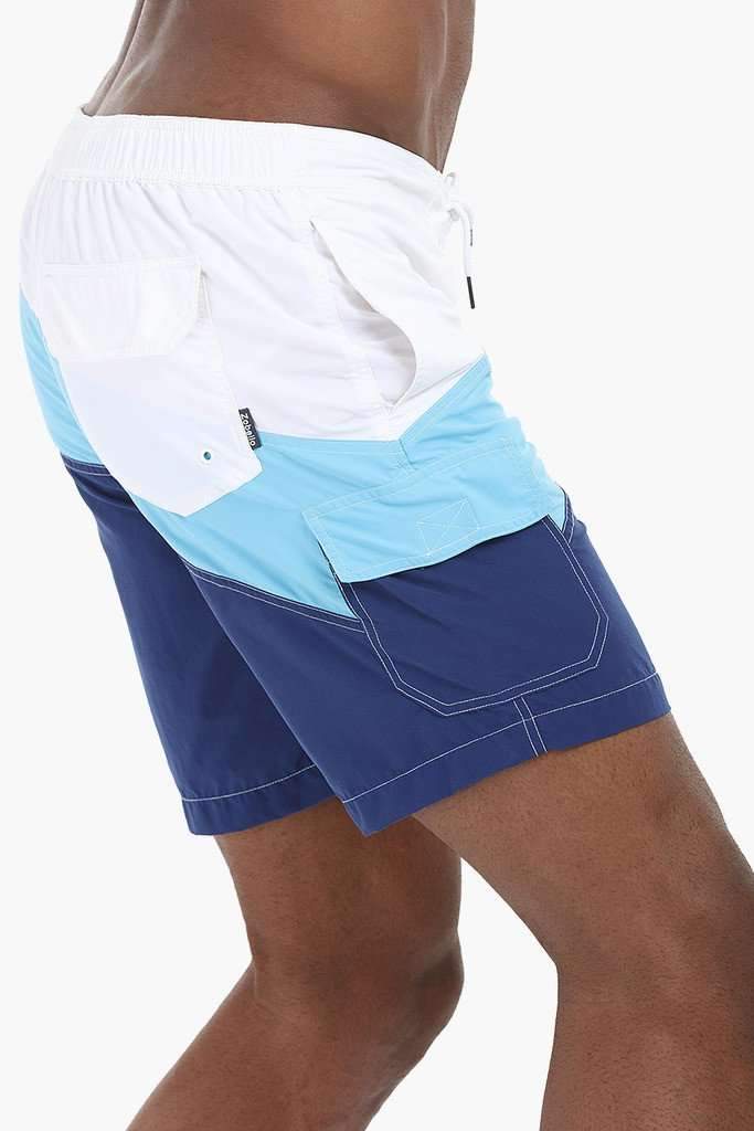 Diagonal Colorblock Nylon Swimshorts