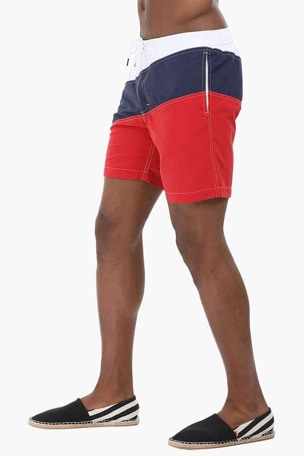 Diagonal Colorblock Nylon Swimshorts