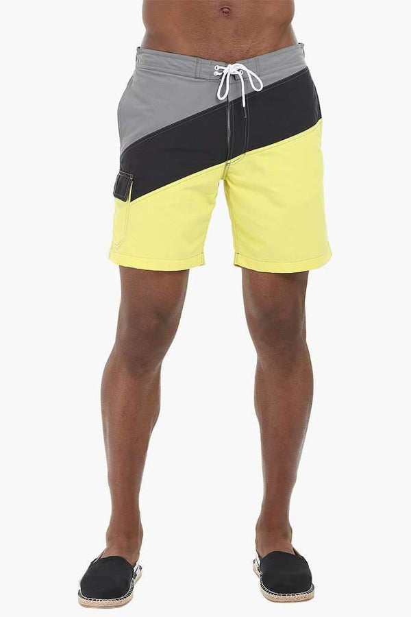 Diagonal Colorblock Nylon Swimshorts