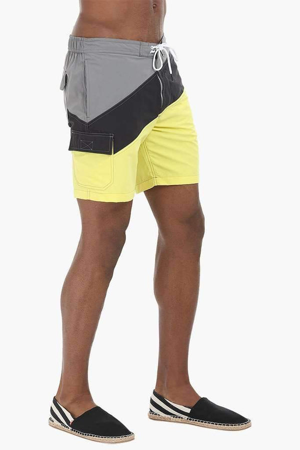 Diagonal Colorblock Nylon Swimshorts