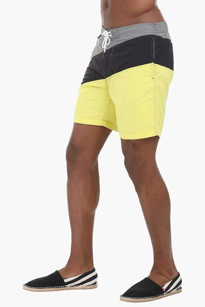 Diagonal Colorblock Nylon Swimshorts