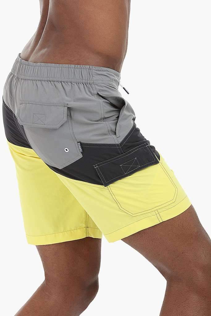 Diagonal Colorblock Nylon Swimshorts