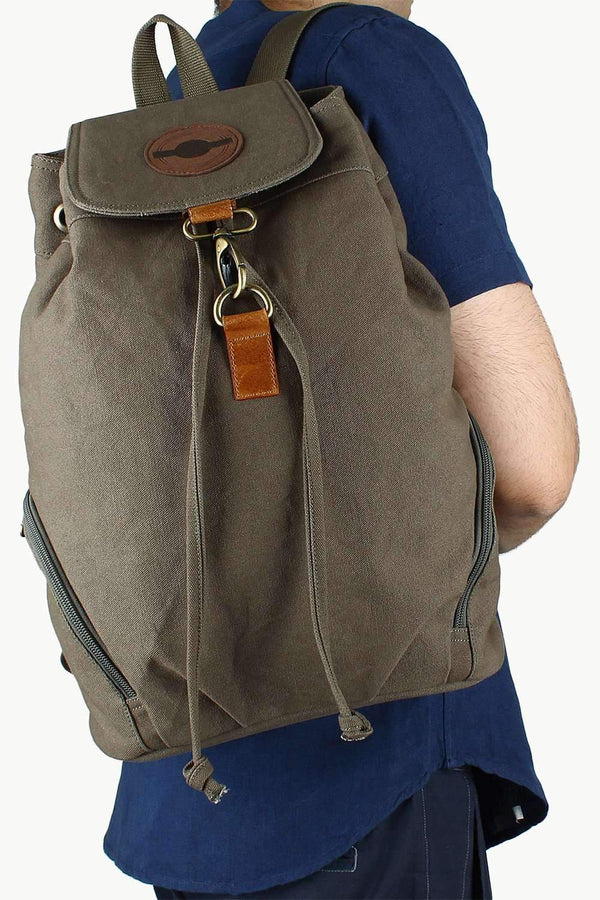 Dyed Canvas Backpack With Drawstrings