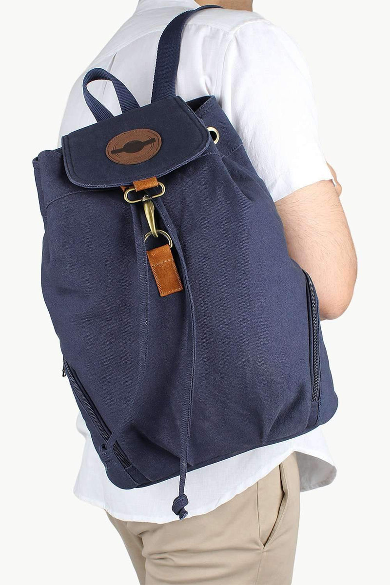 Dyed Canvas Backpack With Drawstrings