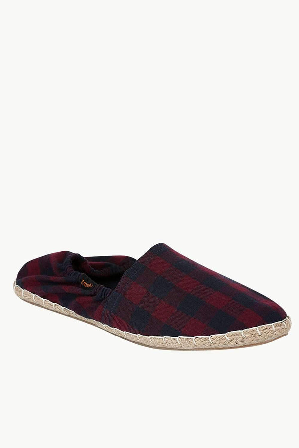 Wine And Navy Checks Elastic Espadrilles