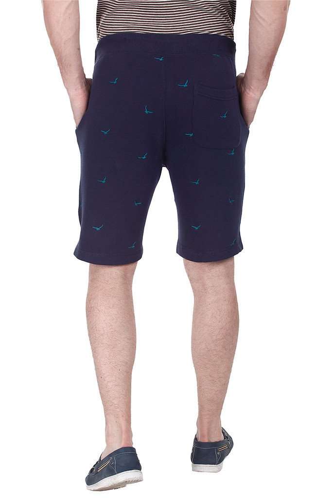 Embroidered Fleece Knit Shorts With Silicon Wash