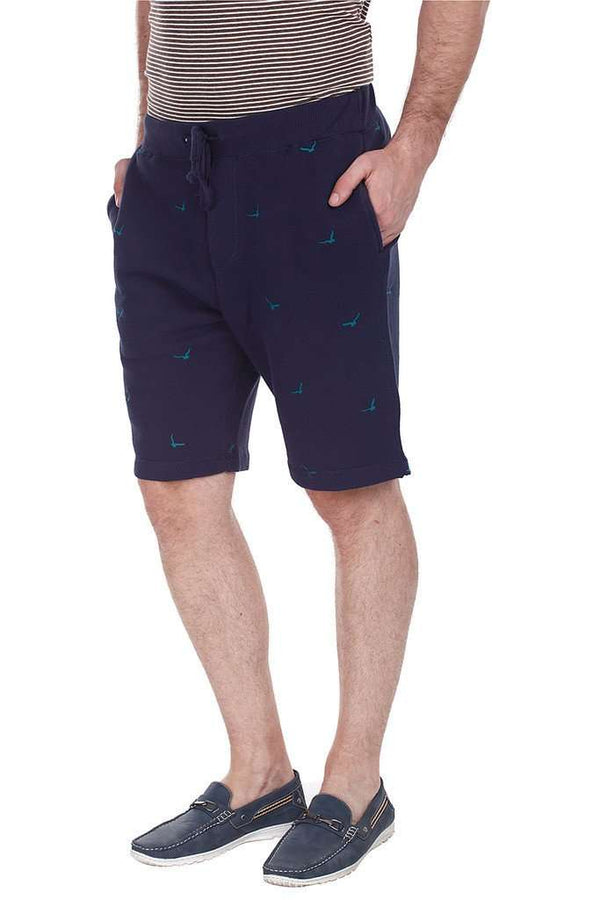 Embroidered Fleece Knit Shorts With Silicon Wash