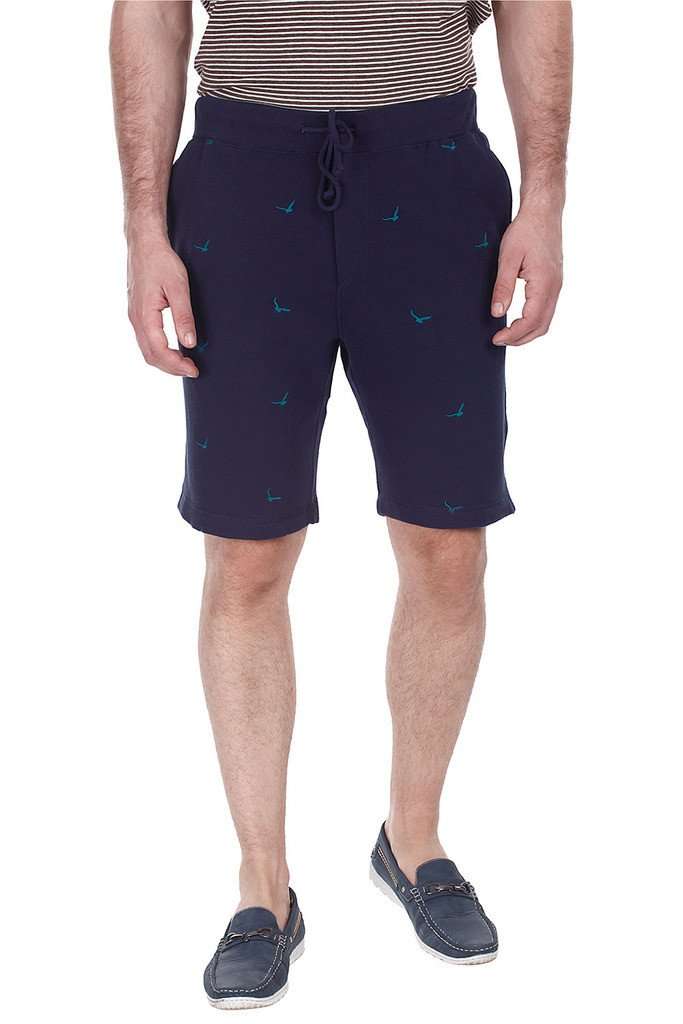 Embroidered Fleece Knit Shorts With Silicon Wash