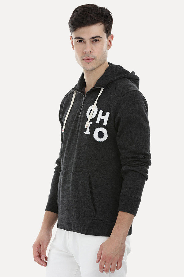 Embroidered Popover Zip Hoodie