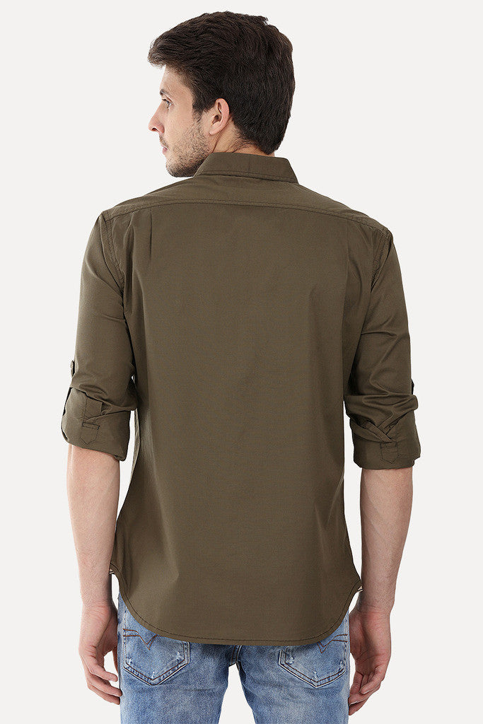 Enzyme Wash Solid Cotton Spandex Shirt