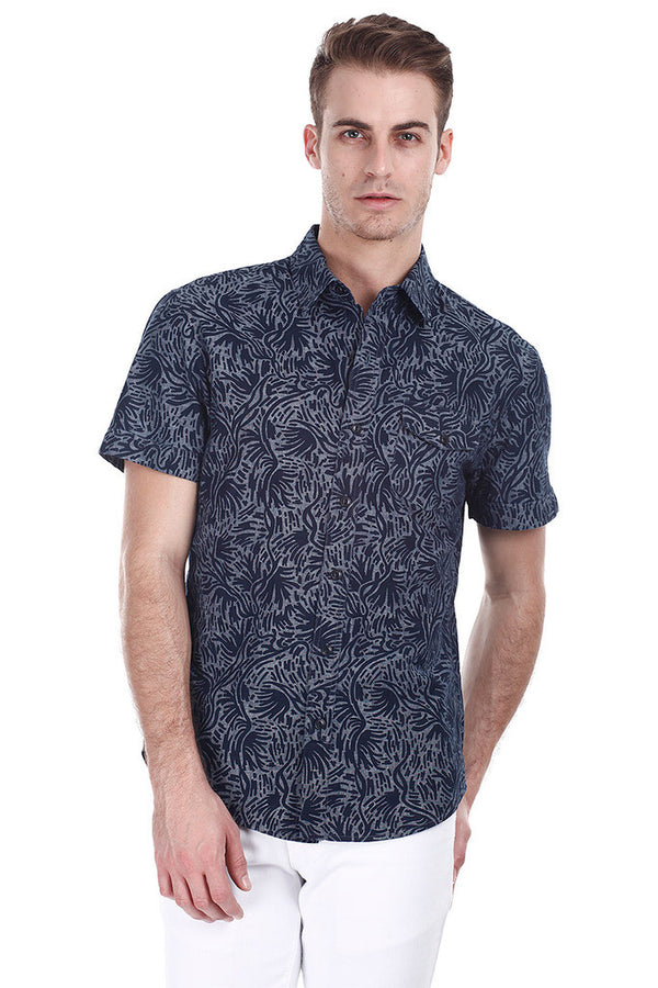 Enzyme Washed Printed Denim Shirt