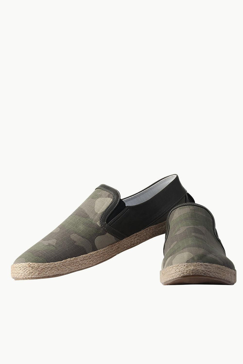 Faux Leather Detail Canvas Espadrilles