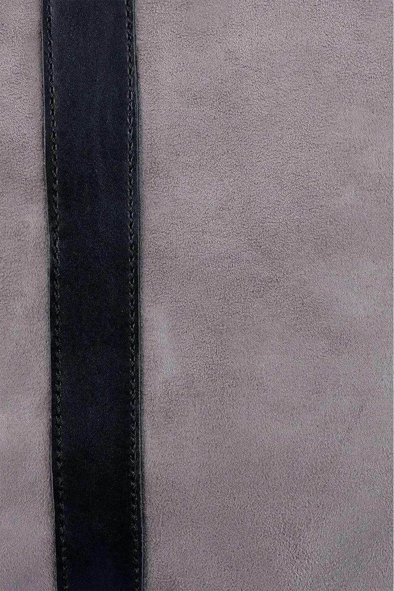 Faux Leather Detail Suede Tote Bag