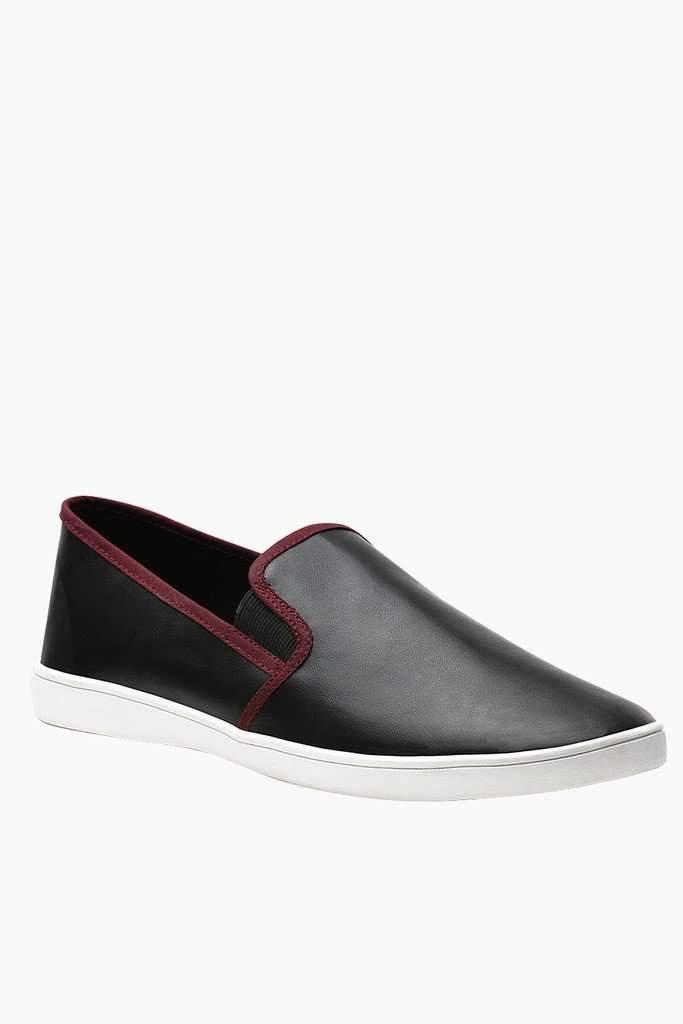 Faux Leather Slip On Plimsolls