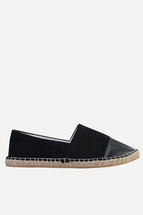 Faux Leather Top Suede Espadrilles