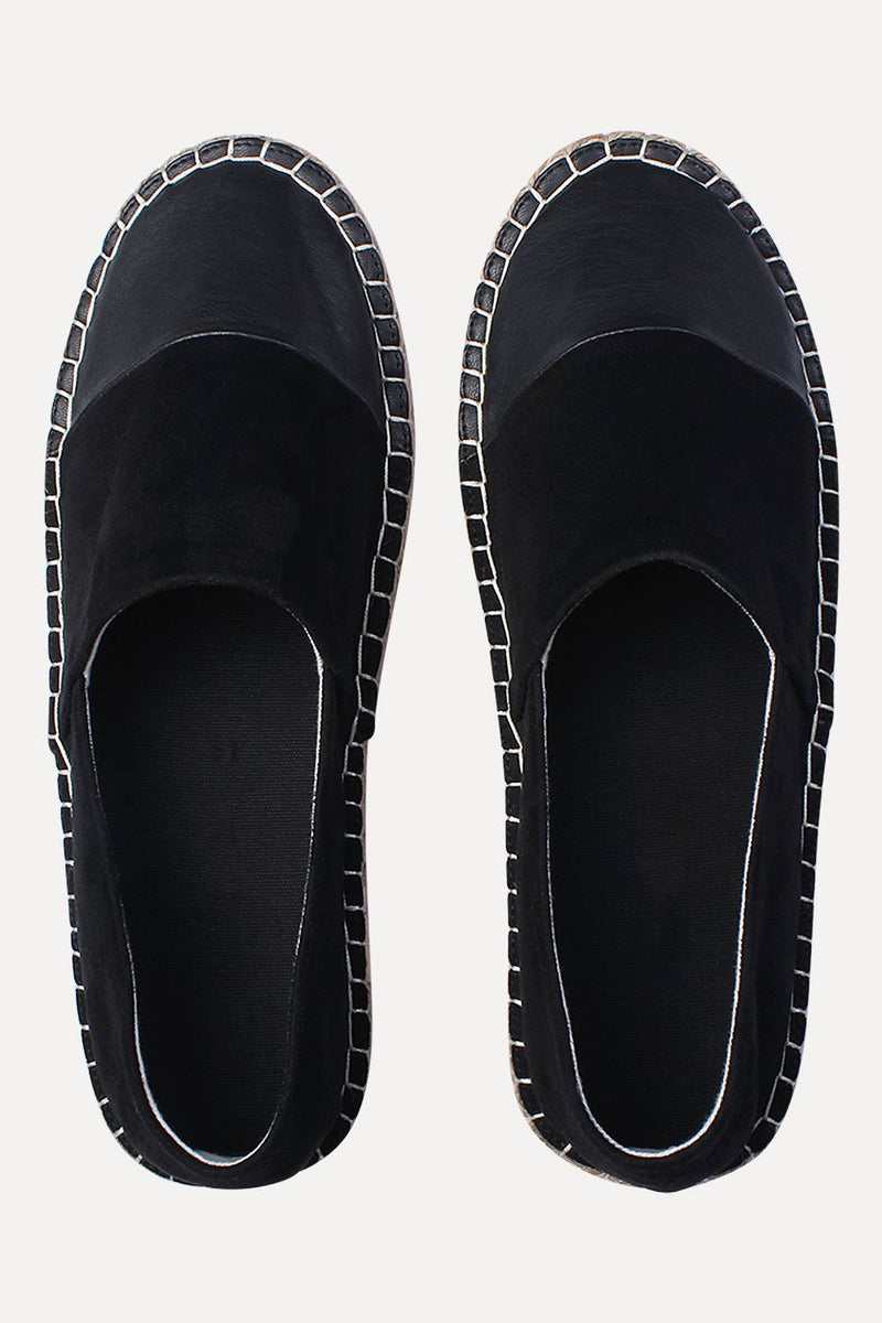 Faux Leather Top Suede Espadrilles