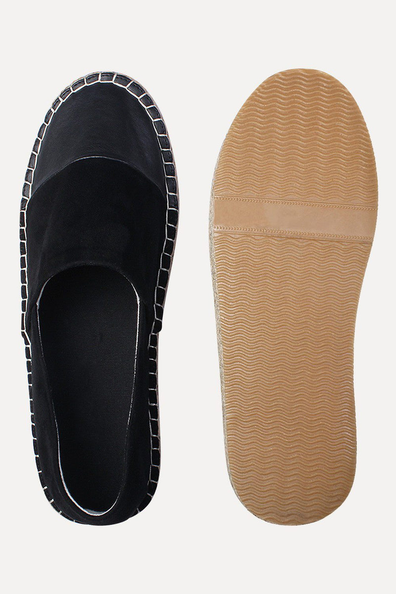 Faux Leather Top Suede Espadrilles