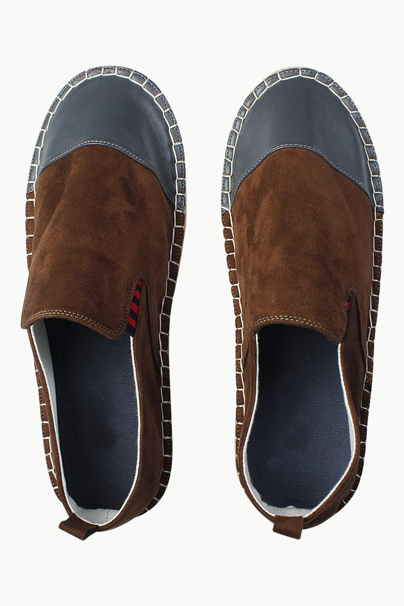 Faux Leather Top Suede Espadrilles