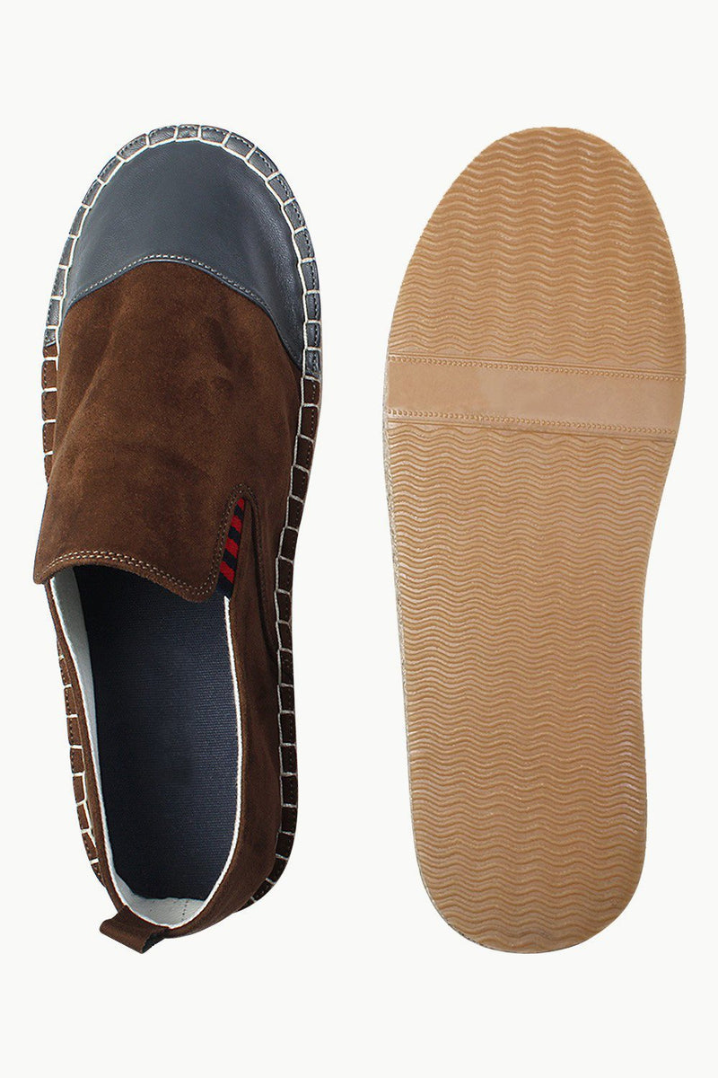 Faux Leather Top Suede Espadrilles