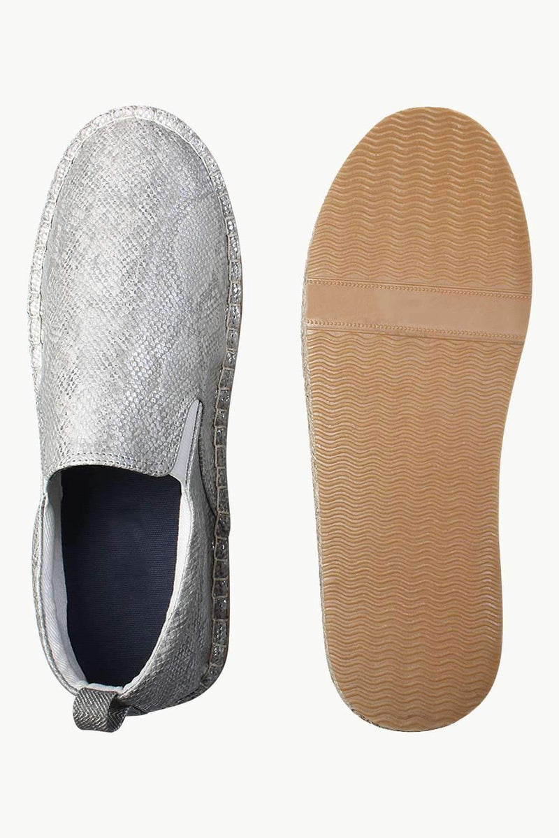 Faux Leather with Side Elastic Espadrilles