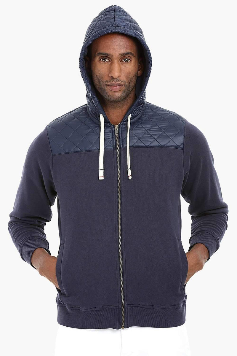 Nylon/Fleece Quilted Hoodie