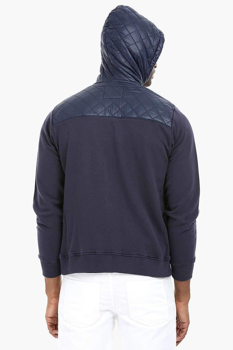 Nylon/Fleece Quilted Hoodie